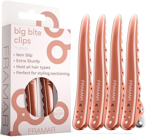 FRAMAR Pink Hair Clips For Styling, Metal Clips For Hair – 4 Pack Rose Gold by FRAMAR
