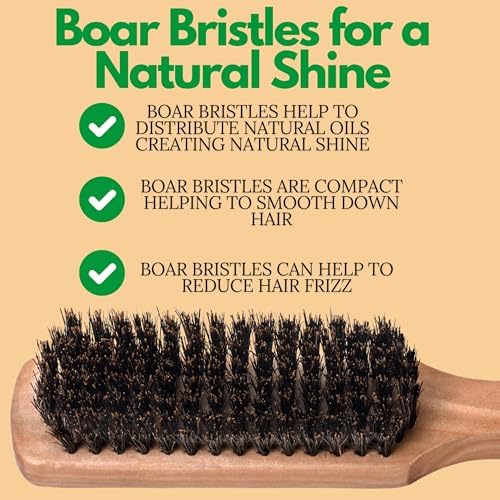 GranNaturals Soft Mens Boar Bristle Hair Brush - Natural Wooden Club Style Wave Hair Brush for Men - Styling Beard Hairbrush for Fine, Thin or Thick Hair - Image 5