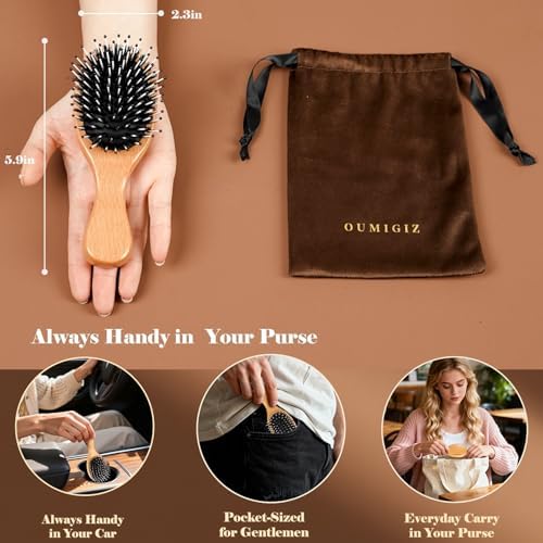 Mini Boar Bristle Hair Brush British Craftsmanship Handmade - Image 2