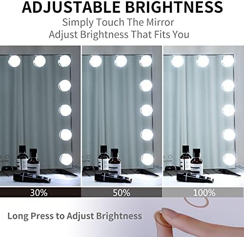 Nitin Hollywood Vanity Mirror with Lights, Black Lighted Makeup Mirror with 14 Bulbs, Tabletop or Wall Mounted Vanity Mirror for Bedroom Dressing Room (Black) - Image 5
