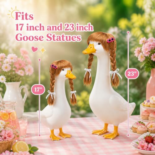 4Pcs Porch Goose Wigs with Hair Clips, Goose Statue Accessories for 17 23” - Image 2