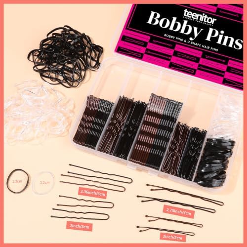 Teenitor Brown Black Bobby Pins Hair Pins 300pcs Hair Bobby Pins for Women - Image 2