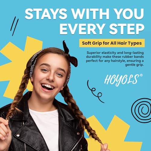 HOYOLS Clear and Black Hair Elastics, 1500 Pcs Mini Rubber Bands - Image 2