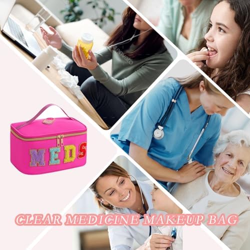 uekeboag Chenille Letter MEDS Nylon Makeup Bag(15Hot Pink) - Image 6