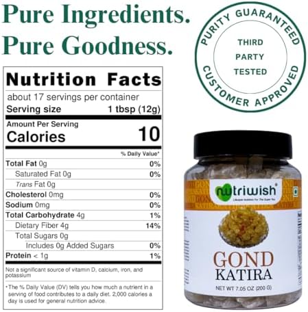 Nutriwish Gond Katira (Edible Gum/Tragacanth Gum), 7 oz(200 g) | Pure & Natural Plant-Based Gond for Cooling Summer Drinks, Falooda, Sherbets, Desserts, Herbal Recipes & Daily Wellness Use - Image 5