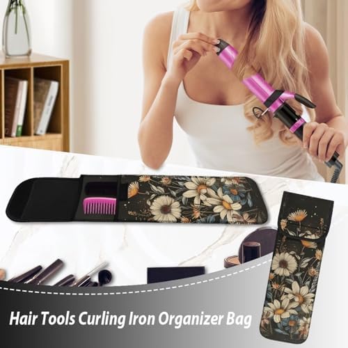 Tie-Dye Curling Iron Case Heat Resistant Travel Bag Cow Print Curling Iron Covers for Travel Portable Curling Iron Organizers and Storage Neoprene Straightener Holder - Image 5