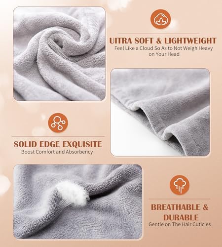 POPCHOSE Microfiber Hair Towel Wrap, 3 Pack Fast Drying Hair Turban - Image 3