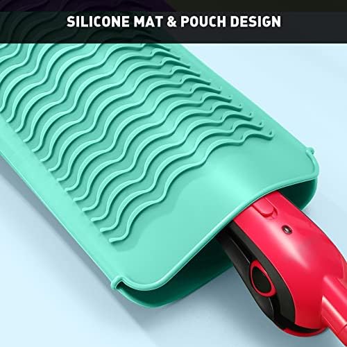 ZAXOP 2 Pack Heat Resistant Silicone Mat Pouch for Flat Iron, Curling Iron,Hair Straightener,Hair Curling Wands,Hot Hair Tools (Mintgreen-Mintgreen) - Image 3