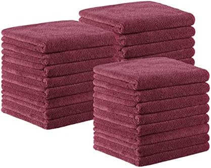 Arkwright Bleach Resistant Salon Towels 24 Pack – Microfiber Hair Towels, Soft, Absorbent, Quick Dry, Lint Free Spa & Barber Towels for Hair Stylist, Nail Salon & Esthetician, 16 x 27, Burgundy by Arkwright