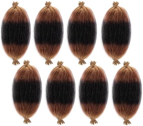 8 Packs Pre-Separated Springy Afro Twist Hair 12 Inch Pre-Fluffy Natural Curls are Perfect for Marley Crochet Hair Suitable for Black Women (1B/30/27, 12 Inch (Pack of 8)) - Image 4