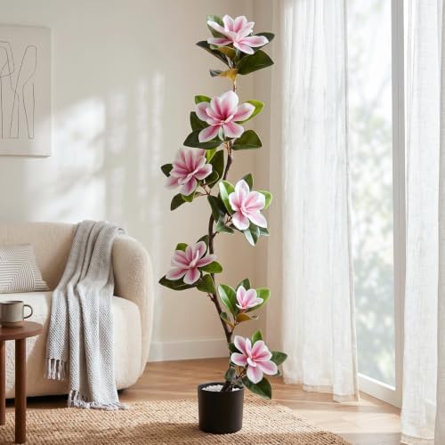 4.6 Ft Magnolia Tree Fake Tree Magnolia Decor Tree for Living Room by HOENLE