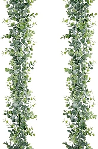 Sggvecsy Artificial Eucalyptus Garland 2 Pack Fake Eucalyptus Greenery Garland Faux Hanging Plants Artificial Vines, 6 Feet/Strand for Wedding Backdrop Arch Wall Table Party Outdoor Festival Decor by Sggvecsy