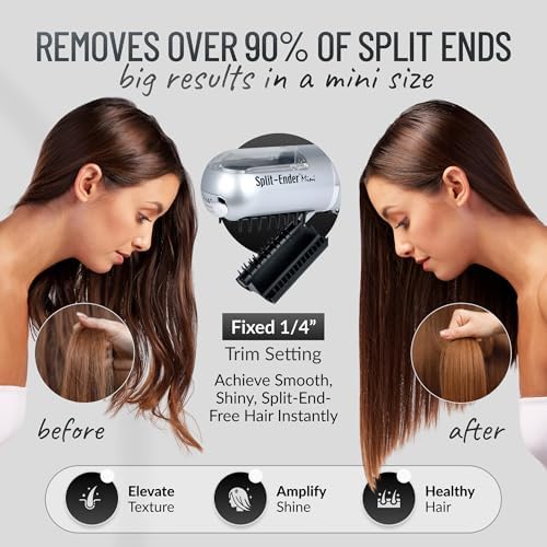 Split-Ender Mini – Original Cordless Split End Hair Trimmer for Dry, Damaged, Brittle, Frizzy, Curly or Straight Hair 3 AAA Battery Operated Hair Clipper for Home Use – Silver - Image 6