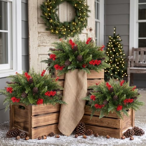 Daynight 12 Bundles Artificial Cedar Pine Stems for Outdoor Christmas Decor - Image 6