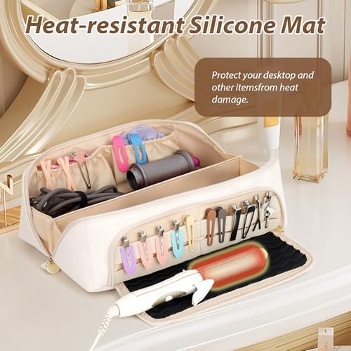 Hot Hair Tools Travel Bag with Heat Resistant Silicone Mat, White - Image 4