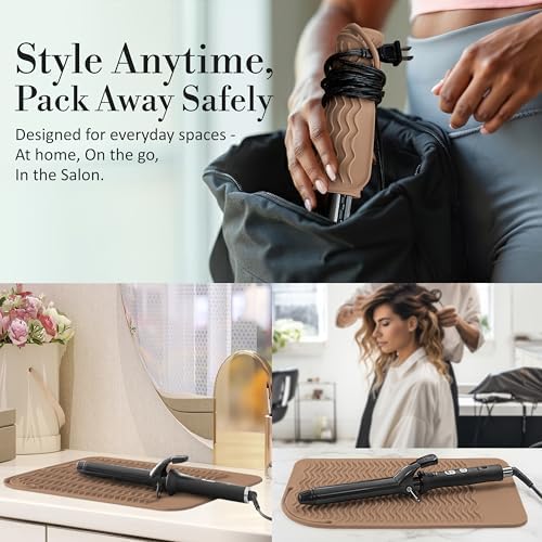 Large Vanity Mat, Heat Resistant Mat for Hair Tools, Vanity Décor, Mocha - Image 6
