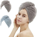 M-bestl 2 Pack Absorbent Microfiber Hair Towel Wrap,Anti-frizz Hair Drying Towel with Button to Dry Hair Quickly,25.6X9.8 inch (Gray&Blue) by awesomeOralcareproduct