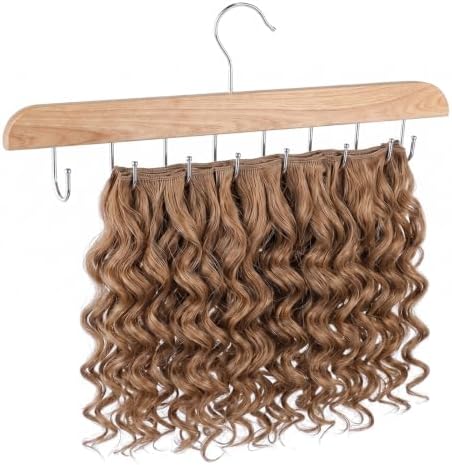 Hair Extension Holder for Hair Storing, Washing, Drying, Coloring, Styling, Foldable Hair Extension Hanger, Braiding Hair Rack, Rotating Multi-Purpose Hooks Hanger (1Pack Natural Color) by SOGOO