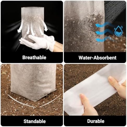100PCS White Plant Nursery Bags Large, 7.8x10 inches Non-Woven Fabric Seedling Grow Bag, Seed Starting Pots Pouches for Planting Seedling Cutting Clones - Image 3