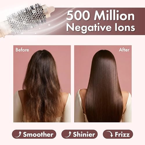 6-in-1 Hot Air Multi-Styler with Case, Hair Dryer & Blow Dryer Thermal Round Brush, Auto-Wrap Curler & Straightener, Fast Drying & Negative Ion Styling for Frizz-Free Blowouts (Peony Blush) - Image 6