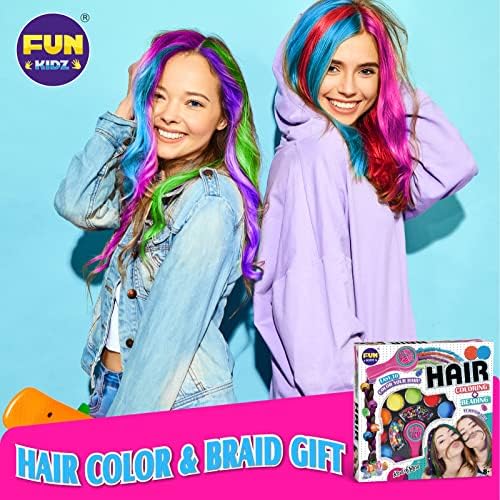 Hair Braiding Kit for Girls 8-12, FunKidz Handheld Hair Temporary Coloring Clamp with Hair Chalk for Kids Washable Hair Makeup Kit - Image 4