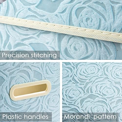 PRANDOM Stackable Storage Cubes with Lids [5-Pack] Fabric Decorative Storage Box Bins Organizer Containers Baskets with Cover Handles Divider for Bedroom Closet Living Room Blue 14.9x9.8x9.8 Inch - Image 4