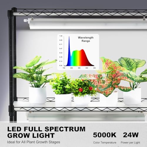 VEVOR DIY Plant Stand with Grow Light, 6-Tier Large Tall Plant Shelf with 192W 5000K Full Spectrum Grow Lights, Indoor Grow Light Shelf with Wheels for Seed Starting 29.5" L x 13.8" W x 70.9" H - Image 5