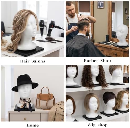 Foam Mannequin Wig Head Stands Hat Display Stand Non Topple Cosmetology Manikin Wig Head Styling Holder Base for Tabletop Display Style Model Salon for Cap Headdress Excluding Model - Image 5