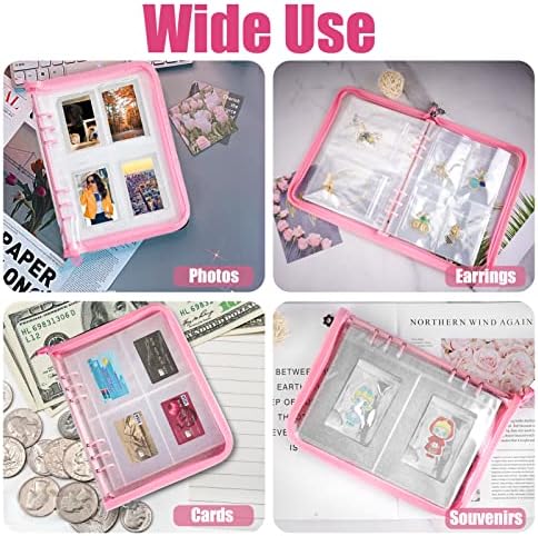 Travel Jewelry Organizer Transparent Jewelry Storage Book Set Pink - Image 6