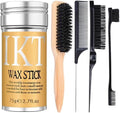 Hair Wax Stick with Slick Back Hair Brush Set for Flyaways, Teasing Boar Bristle Brush, Edge Hair Brushes, Volume Comb, Rat Tail Comb for Girls, Kids, Women & Men, Black by HappyNailswithMelous
