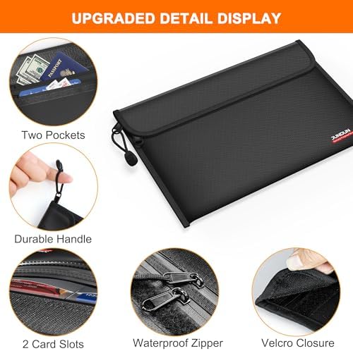 6400℉ Fireproof Money Bag,8.6”x 5.9” Dual Zippers 12 Layers - Image 5
