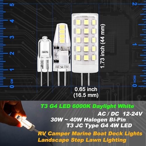 G4 Bi-Pin LED Bulb 6000K Daylight White 12V 24V T3 JC Type 4W 400lm, 8 Pack - Image 6
