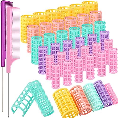Willbond 36 Pcs Plastic Hair Roller 5 Sizes Self Grip Curlers, Bright Color by Willbond+Technology+Limited