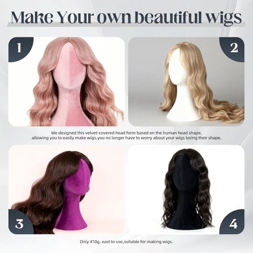 Wig Head Stand Mannequin Head Hat Display Stand Velvet Wig Holder for Mask, Headdress, Necklace (Cyan-blue) - Image 6