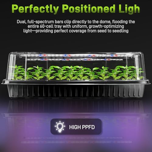 120-Cell Seed Starter Tray with Grow Light, Seedling Starter Trays with 4.08" Humidity Dome, Self-Watering Plant Germination Trays,Seed Starter Kit for Seeds Growing (Black) - Image 3