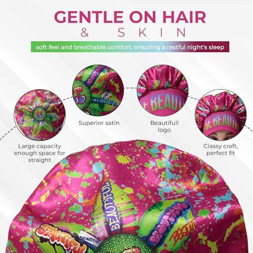 Discover premium reversible double layer silk satin sleeping bonnets designed for hair protection, moisture retention, and all-night comfort. Keep your hair healthy and frizz-free-pink - Image 4