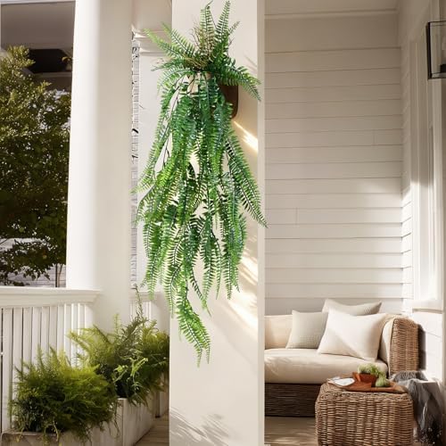 Artificial Hanging Plant 2 Pcs Faux Eucalyptus Vine Ivy Vine Faux Plant Fake Potted Greenery for Wall Living Room Home Shelf Office Bathroom Outdoor Indoor Decor (Type 3) - Image 5