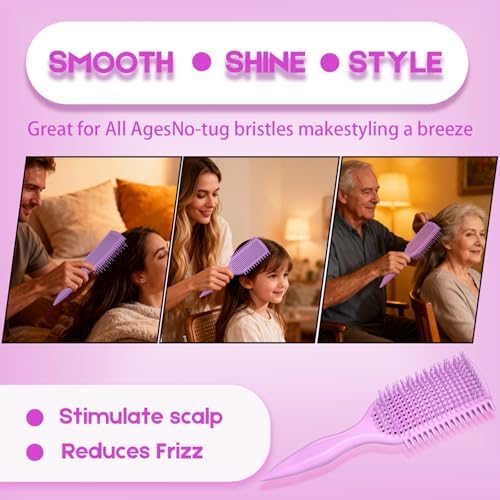 Detangler Brush for Curly Hair, Lightweight Curly Hair Brush with Vented Design for Easy Glide, Effortlessly Detangles Without Pulling or Snagging, Suitable for All Wet and Dry Hair Types (Pink) - Image 6