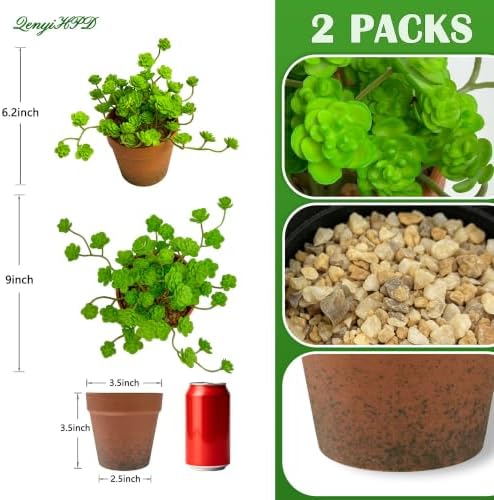 Artificial Green Trailing Rosette Succulent Potted Plant, 2 Pack - Image 2