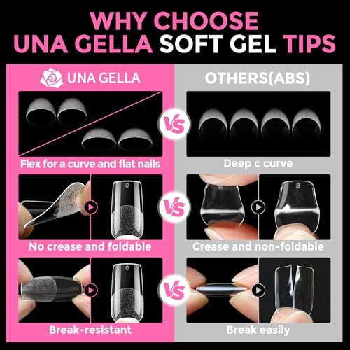 UNA GELLA Medium Square Soft Gel Nail Tips 216pcs - Image 7