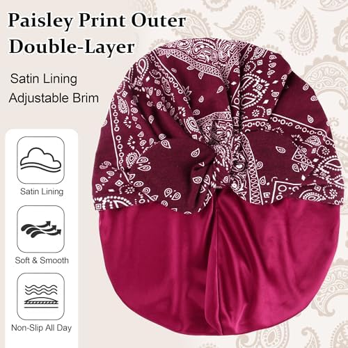 Ababalaya Satin Lined Beanies for Women Chemo Headwear Sleep Cap - Image 4