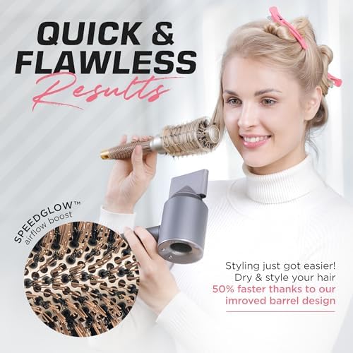 Fagaci Small Round Brush for Blow Drying with Natural Boar Bristle, Hair Styling, Drying, Healthy Hair and Add Volume, Ceramic Gold, Hair Brush + 4 Styling Clips - Image 6