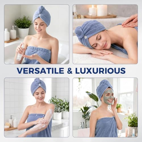 Oversized Bath Towel Wrap for Women with Plus Size Hair Dry Towel Set - Image 7