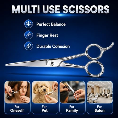 UM Supplies Scissors 6.5 | Premium Barber Shears For Hair Cutting | Multiple Purpose Cutting Scissors | Haircut Scissors For Salon I Women | Mens | kids I Pets - Image 3