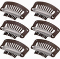 9-Tooth Plastic Wig Clips, Dark Brown Hair Extension Clips, 6 Pack by HyunDu
