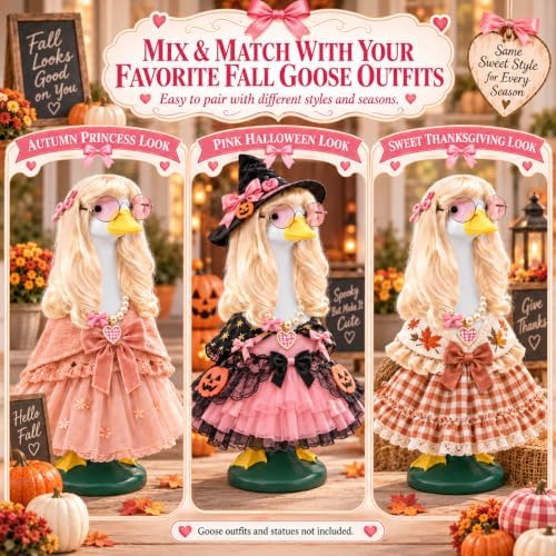 5PCS Porch Goose Outfits Blonde Goose Wig Set for 17 & 23 Inch Goose Statue - Image 4