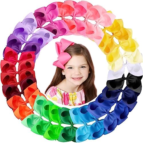 Oaoleer Hair Bows for Girls, 30 Colors 6 Inch Grosgrain Ribbon Hair Bows Clips Alligator Clips Barrettes Hair Accessories, Back to School, Party, Photography, Christmas, Travel by Oaoleer