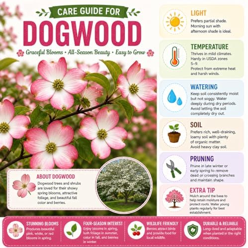 Pink Dogwood Tree Live Plant, Ornamental Tree, 6-12 Inch Tall, Quart Pot - Image 2