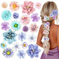21 PCS Hair Flowers Boho Hair Barrettes Accessories Hawaiian Silk Flower Clips Girls Purple Blue Floral Bride Headpiece Festival(BLUE & PURPLE) by SHEHARUHI