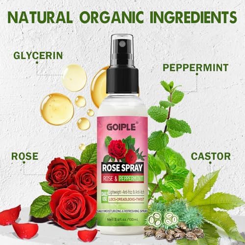 Rose Water for Hair Loc Spray Refreshing for Locs - Rose Water Hair Scalp Moisturizer Hydrating Dreadlock Rosewater & Peppermint Spray - Loc Brush for Dreads Comfortable Massage Wide Tooth Comb (2PCS) - Image 2